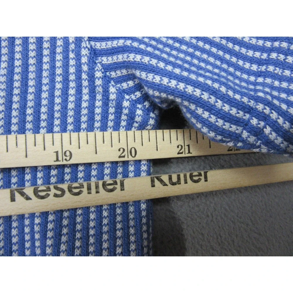 Banana Republic Polo Shirt Mens Medium Blue Striped Short Sleeve Pocket Pique